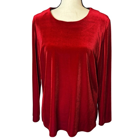Red Velvet‎ Long Sleeve Top Womens Blouse Elegant Comfortable Holiday - Picture 5 of 13